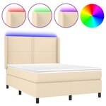 vidaXL Sommier à lattes de lit matelas LED Crème 140x190 cm Tissu