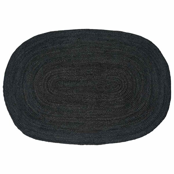 vidaXL Tapis de surface ovale Noir 122 x 183 cm Jute