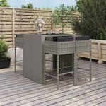 vidaXL Ensemble de bar de jardin 5 Pièces avec coussins gris poly rotin
