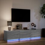 vidaXL Meuble TV avec LED sonoma gris 165x34x40 cm bois d'ingénierie