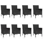 vidaXL Ensemble à manger jardin 9Pièces et coussins noir résine tressée