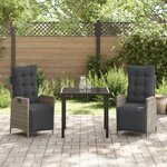 vidaXL Ensemble de salle à manger de jardin 3 pièces en gris poly rotin