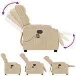 vidaXL Fauteuil de massage inclinable Crème Tissu