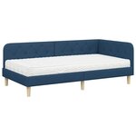 vidaXL Cadre de lit d'angle avec matelas Bleu 100 x 200 cm tissu