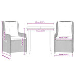 vidaXL Ensemble à manger de jardin et coussins 3 Pièces Beige poly rotin