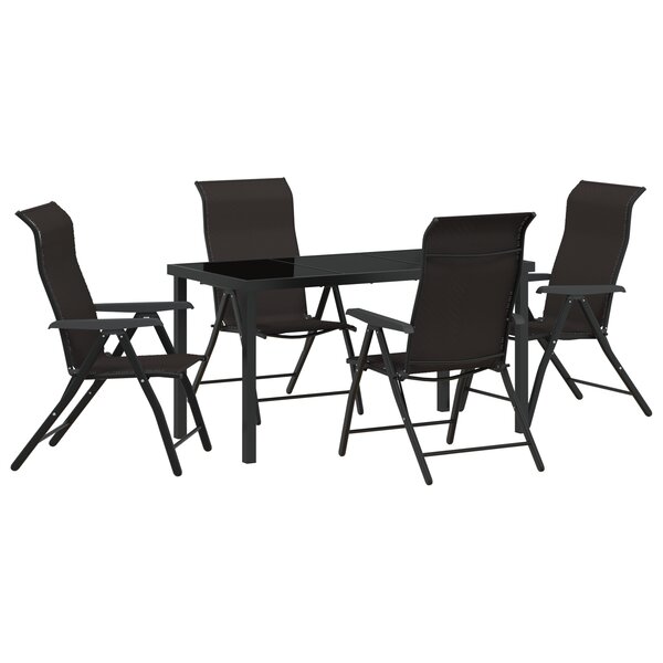 vidaXL Ensemble de Dîner de Jardin 5 Pièces Noir Poly Rattan