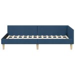 vidaXL Cadre de lit d'angle avec tête de lit Bleu 90 x 190 cm tissu