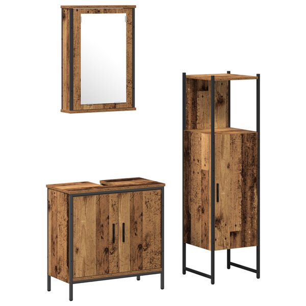 vidaXL Ensemble de meubles de salle de bain en 3 pièces Bois ancien Bois reconstitué