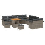 vidaXL Ensemble de canapé de jardin 13 Pièces Gris 80 x 80 x 71 cm