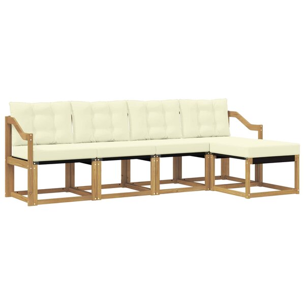 vidaXL Ensemble de canapés d'extérieur 5 Pièces Blanc et crème