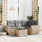 vidaXL Salon de jardin avec coussins 5 Pièces beige résine tressée