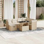 vidaXL Salon de jardin avec coussins 8 Pièces beige résine tressée