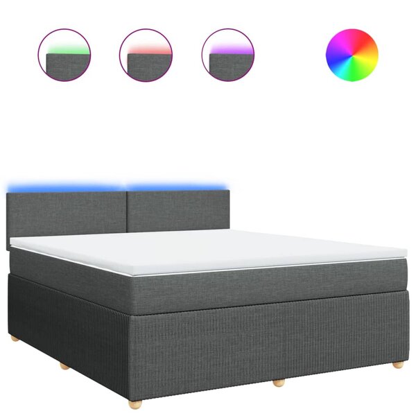 vidaXL Sommier à lattes de lit avec matelas Gris foncé 180x200cm Tissu