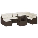 vidaXL Ensemble de canapé de jardin 9 Pièces Marron Poly rotin