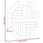 vidaXL Dessus de table 60x60x2 5 cm octogonal bois de teck massif