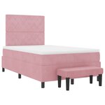 vidaXL Lit à Sommier avec Matelas & Banc Rose 120x190 cm Velours