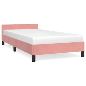 vidaXL Cadre de lit et tête de lit sans matelas rose 90x200 cm velours