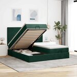 vidaXL Cadre de lit ottoman avec matelas vert foncé 200x200 cm velours