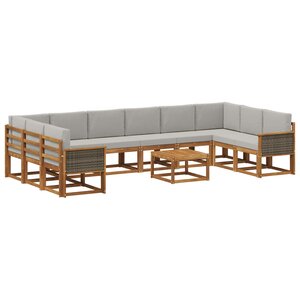 vidaXL Ensemble de canapés d'extérieur 11 Pièces Naturel et gris clair