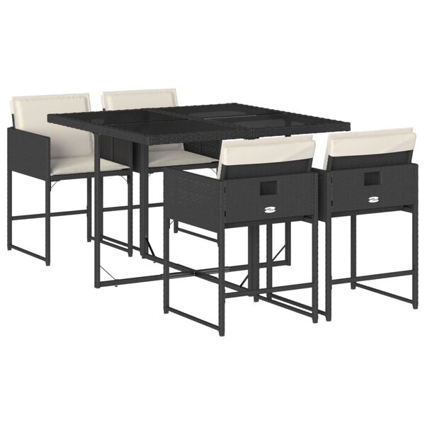 vidaXL Ensemble à manger de jardin coussins 5Pièces Noir Résine tressée