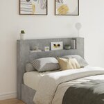 vidaXL Armoire tête de lit avec LED gris béton 140x16 5x103 5 cm