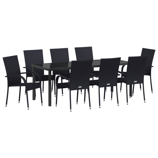 vidaXL Ensemble de salle à manger de jardin 5 pièces noir rattan poly