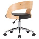 vidaXL Chaise pivotante de bureau Noir Bois courbé et similicuir