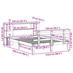 vidaXL Lit bibliothèque sans matelas blanc 150x200 cm bois pin massif