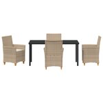 vidaXL Ensemble de salle à manger de jardin 5 pièces avec coussins Beige Poly Rattan