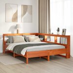 vidaXL Lit bibliothèque sans matelas cire marron 160x200 cm pin massif