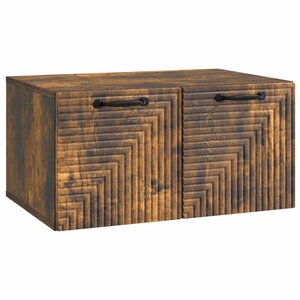 vidaXL Meuble TV mural Chêne fumé 59 5 x 41 x 30 cm Bois d'ingénierie