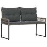 vidaXL Banc extérieur Gris 118 x 55 x 82 cm Rotin PE et tissu