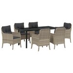 vidaXL Ensemble de salle à manger de jardin 7 pièces avec coussins Gris clair Poly Rattan
