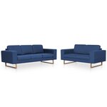 vidaXL Ensemble de canapé 2 Pièces Tissu Bleu