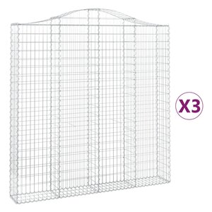 vidaXL Paniers à gabions arqués 3 Pièces 200x30x200/220 cm fer galvanisé