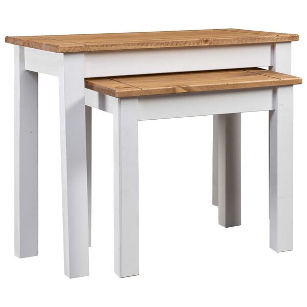 vidaXL Tables gigognes 2Pièces Blanc Bois pin massif Assortiment Panama