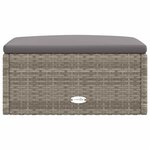 vidaXL Tabouret de jardin avec coussin gris résine tressée