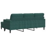 vidaXL Canapé à 3 places avec repose-pieds Vert foncé 180 cm Velours