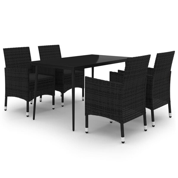 vidaXL Ensemble à manger de jardin coussins 5 Pièces Résine tressée Verre