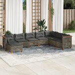 vidaXL Salon de jardin 8 Pièces avec coussins gris résine tressée