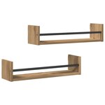 vidaXL Étagères murales 2 Pièces Chêne artisanal 60x16x14 cm Bois d'ingénierie