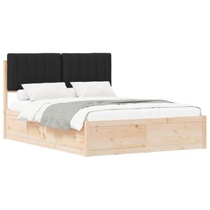 vidaXL Cadre de lit avec tête de lit rembourrée Noir 140 x 190 cm