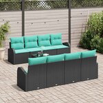 vidaXL Ensemble de Canapés 9 Pièces Noir et turquoise polyrotin