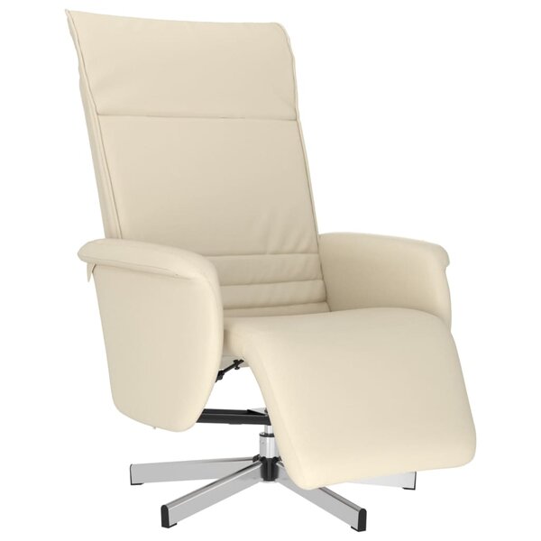 vidaXL Fauteuil inclinable avec repose-pieds crème similicuir