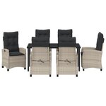 vidaXL Ensemble de salle à manger de jardin 7 pièces avec coussins gris clair rattan poly