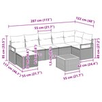 Canapés de Jardin 8 Pièces avec Coussins Beige Rattan Poly Acacia