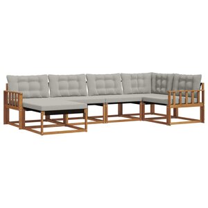 vidaXL Ensemble de canapés d'extérieur 6 pc Gris Naturel et Clair
