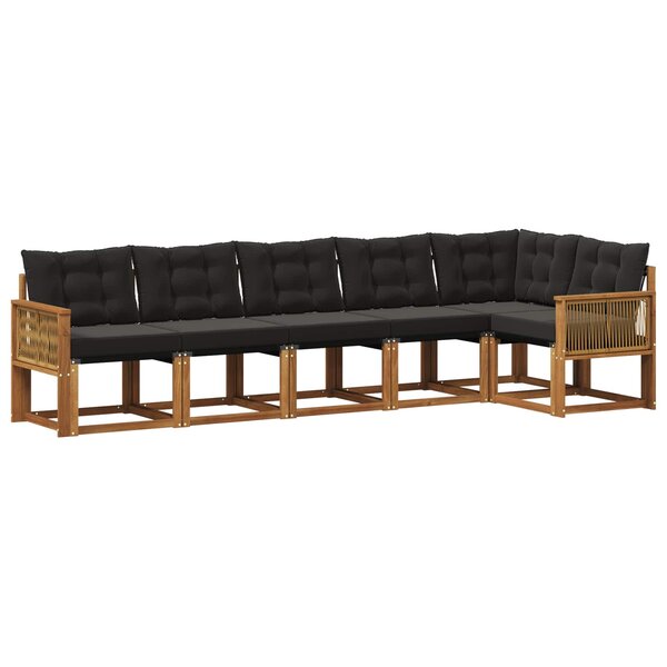 vidaXL Ensemble de canapés d'extérieur 6 pc Naturel et noir