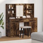 vidaXL Ensemble de coiffeuse 3 pièces Chêne fumé Bois d'ingénierie