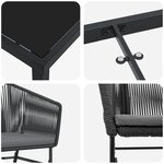 vidaXL Ensemble de Salle à Manger de Jardin 5 Pièces avec Coussins en Poly Rattan Noir